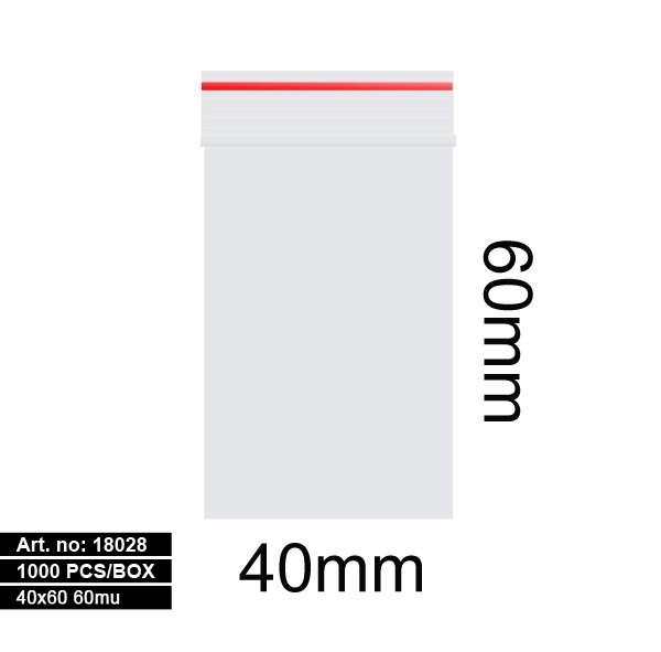 Plastic bags - 1000stk 40x60mm 60mu RED