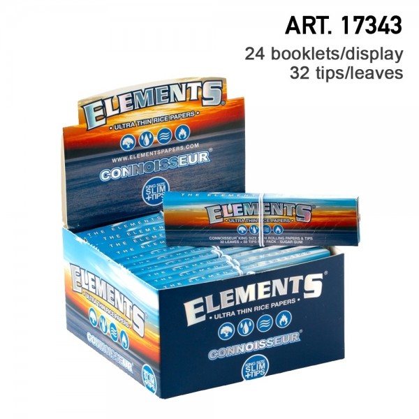 Elements | King Size Slim Rolling Papers + tips 32 booklets in one box