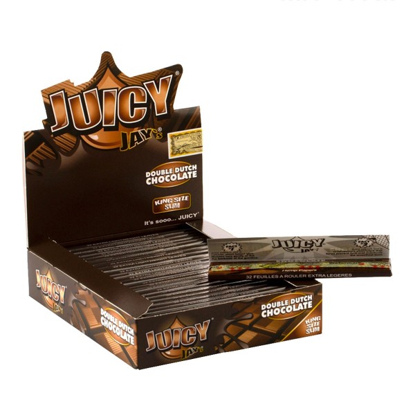 Juicy Jay's | Double Dutch Chocolate flavored King Size Slim rolling papers - 24pcs in a display