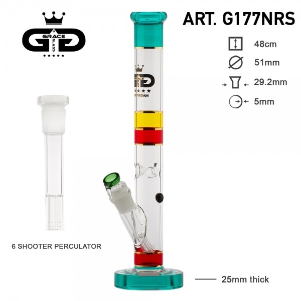 Grace Glass | HAMMER Series Heavy Raste Tube H:48cm - SG:29.2mm with a 6 shooter chillum