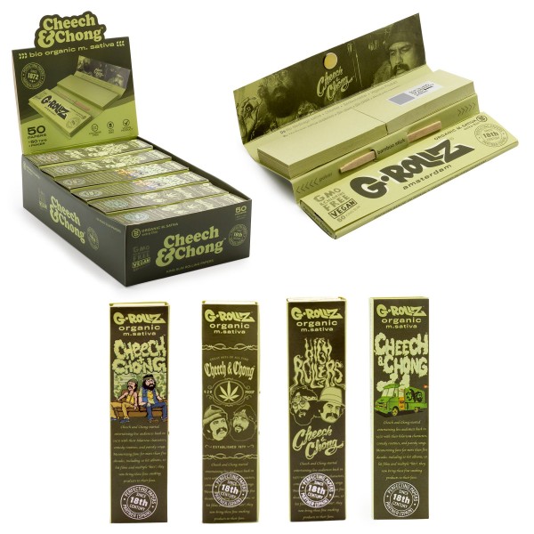 G-ROLLZ | Cheech &amp; Chong(TM) - Medicago Sativa Extra Thin - 50 KS Papers + Tips (24 Booklets Display