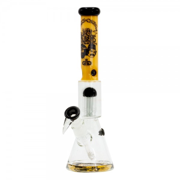 Grollz Cheech &amp; Chong | Smoking Brothers Yellow Beaker Chillum Slit Bong H:35cm Socket:18.8mm TH:5mm