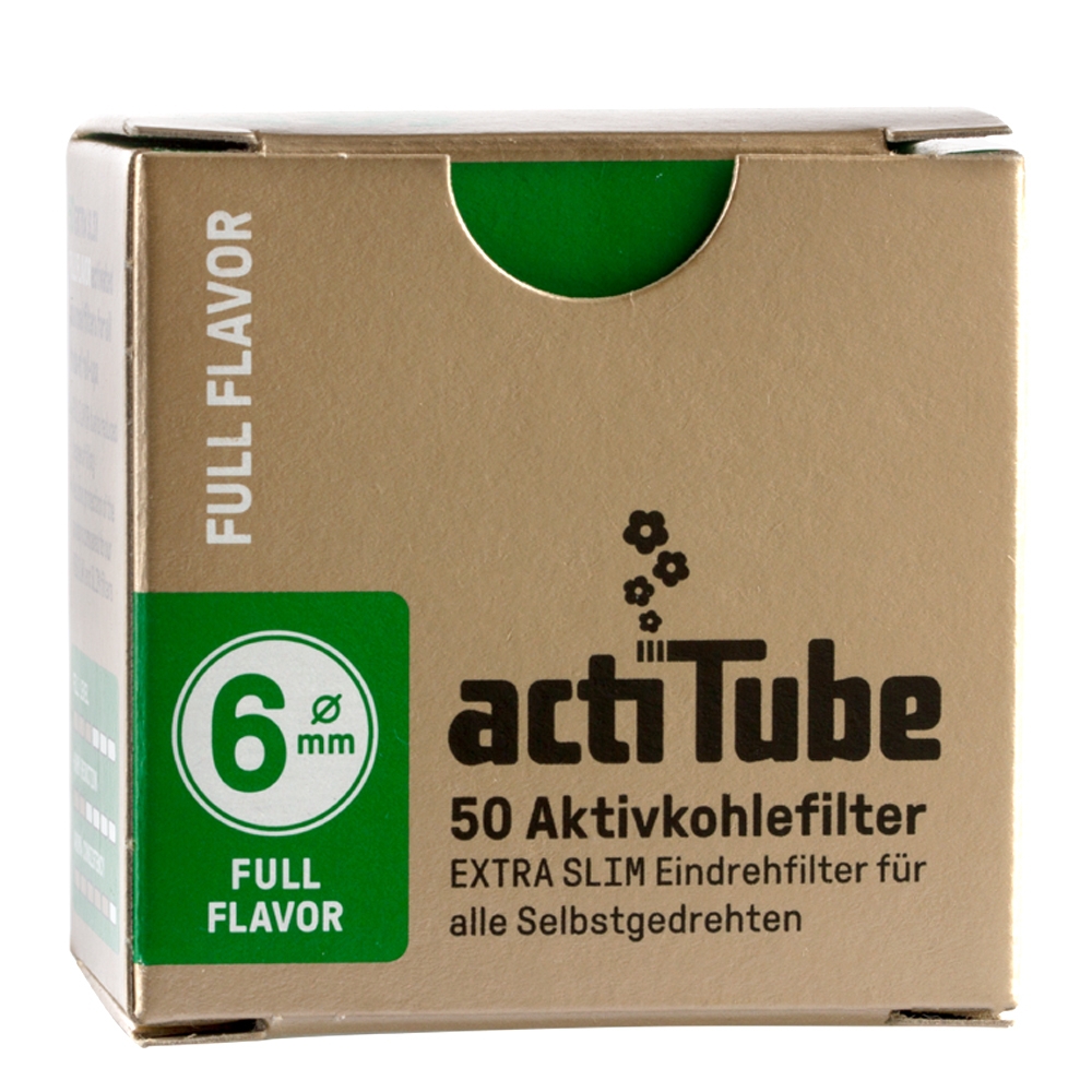 actiTube, Activ Charcoal Slim 6mm Diameter Filters Box 50pcs in box, Active Charcoal Filter, Rolling Equipment, HEADSHOP