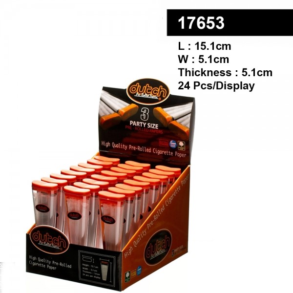 Dutch | Pre Rolled Cones- Height 15,1cm- Width: 5,1cm- Thickness 1,9cm- 24pcs / display