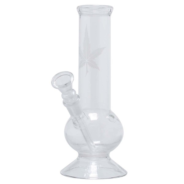 Bong en verre sable et feuille - H:21cm - Ø:40mm - Socket:14.5mm