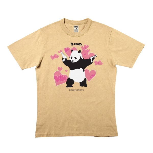 G-Rollz | Banksy's Graffiti 'Panda Gunnin' - Beige Tee XXL