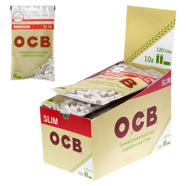 OCB | Rotary filter ORGANIC SLIM, Dia:6 mm, 120 filters per bag and 10 bags in a display
