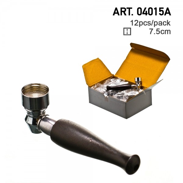 Amsterdam | Metal/wood Pipe - 7,5cm - 12pcs/box