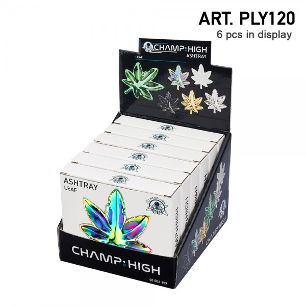 Champ | Ashtray with Leaf design in a luxery packing, 6pcs in a display