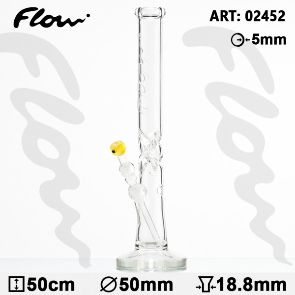 Flow Twisted Glass Bong - H:50cm - Ø:50mm- WT:5mm (circa) SG: 18.8mm