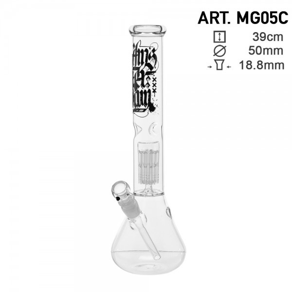 Bong Verre Amsterdam - H : 39cm Ø:50mm - 5mm Epaisseur S : 18.8mm - percuteur à 4 bras