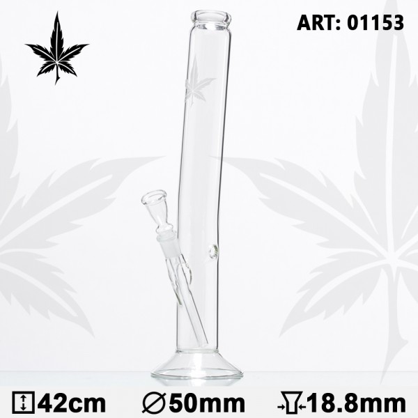 Bong en verre pour gueule de bois Sand | Leaf - H:42cm - Ø:50mm - Socket:18.8mm - 17pcs en carton ma