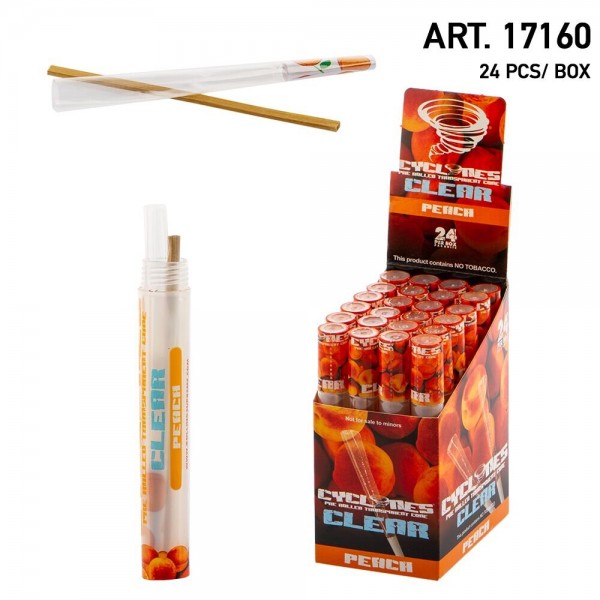 Cyclone Clear Pre-Rolled Cones- Peach Flavour (24pcs/Box)