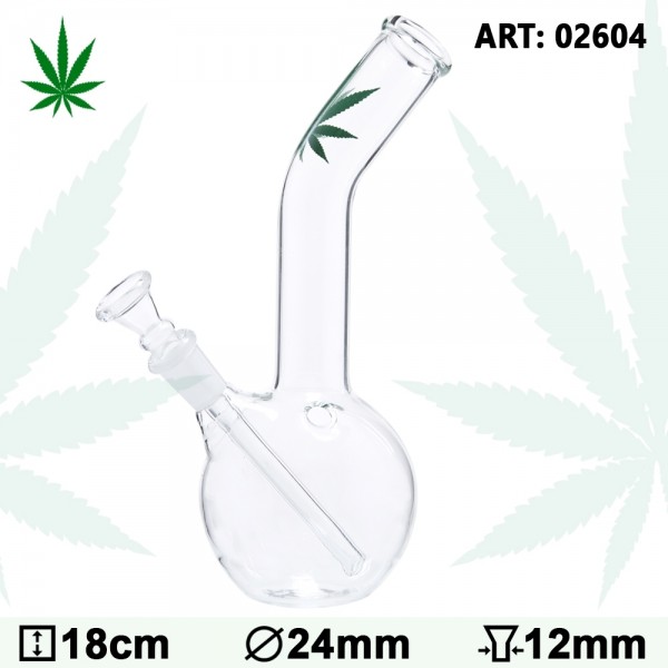 Leaf | Small Leaf Bouncer Saxo Glass Bong- H:18cm- Ø:24mm- Socket Ø:12mm