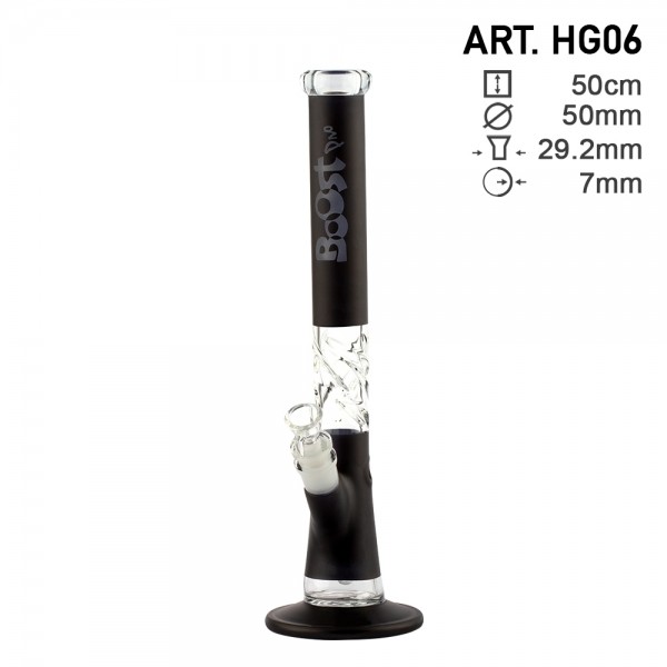 Boost Pro | Straight Glass Bong Black H:50cm - Ø:50mm - SG:29.2mm