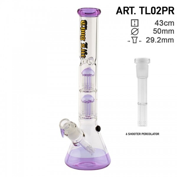 Thug Life | Double Perculator Purple - H:43cm - Ø:50mm - SG:29.2mm Black with 6 shooter