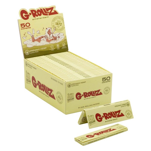 G-ROLLZ | Organic Hemp Extra Thin - 50 &#039;1¼&#039; Papers (50 Booklets Display)