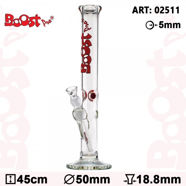 Boost Pro| Cane Bong- Red- H:45cm- Ø:50mm- Socket:18.8mm- WT:5mm (circa)