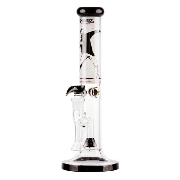 G-Rollz | Banksy's Graffiti 'Flower Thrower' - Straight Bong White H:35cm - Ø:50mm - SG:29.2mm