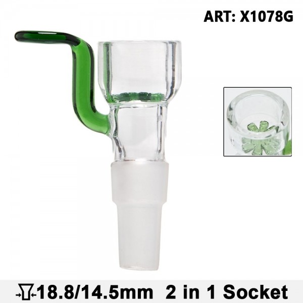 Grace Glass | Bowl With Handle- Green- 2 in1 socket SG:18.8/14.5mm