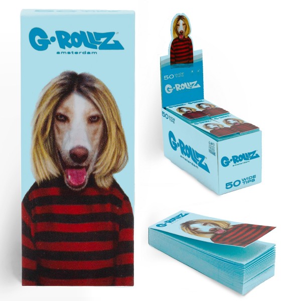 G-Rollz | Pets Rock &#039;Grunge&#039; Blue Filter Tips 2,5 X 6cm 50 Tips Book 24/Display