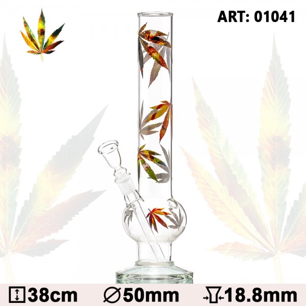 Leaf | Bouncer Multi Leaf Glass Bong - H:38cm - Ø:50mm - Socket:18.8mm