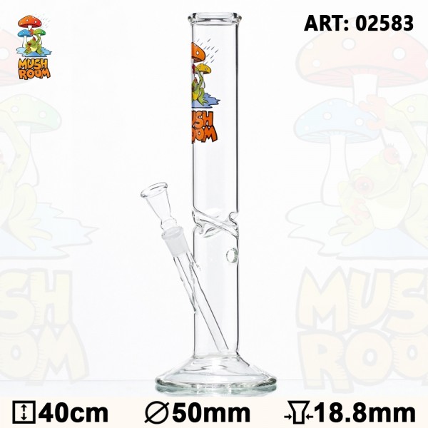 Bong en verre "Mushroom" avec grenouille - Ø:50mm - H:40cm - Socket:18.8 mm