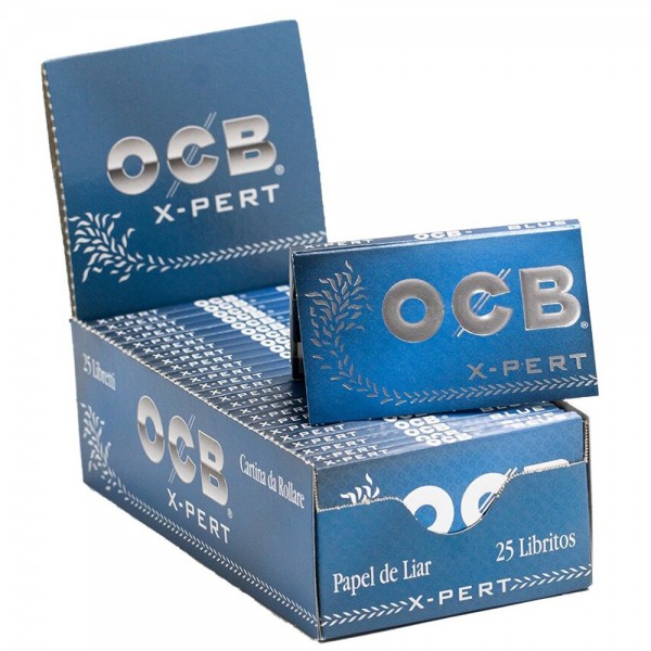 OCB | X-pert Blue Regular Rolling Papers 100 leaves per booklet and 25 booklets per display