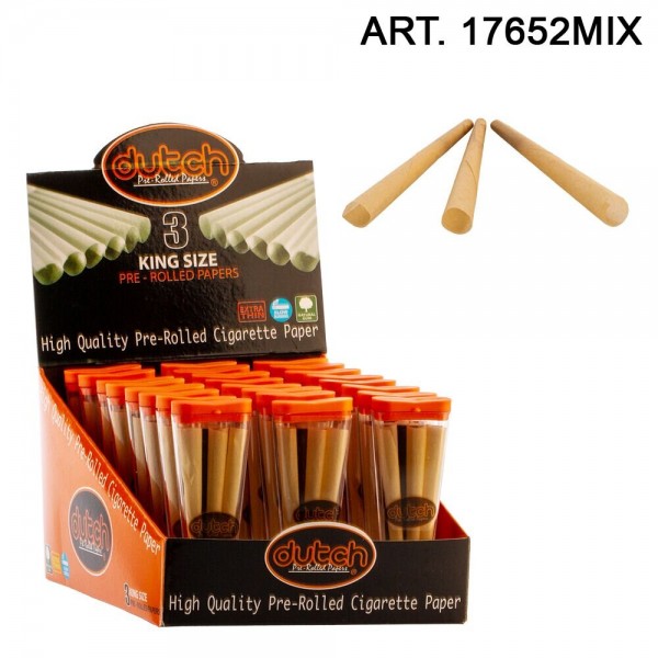 Dutch Pre Rolled Cones - Paper Box - Height 11,1cm- Width: 5,1cm- Thickness 1,9cm- 24pcs / display