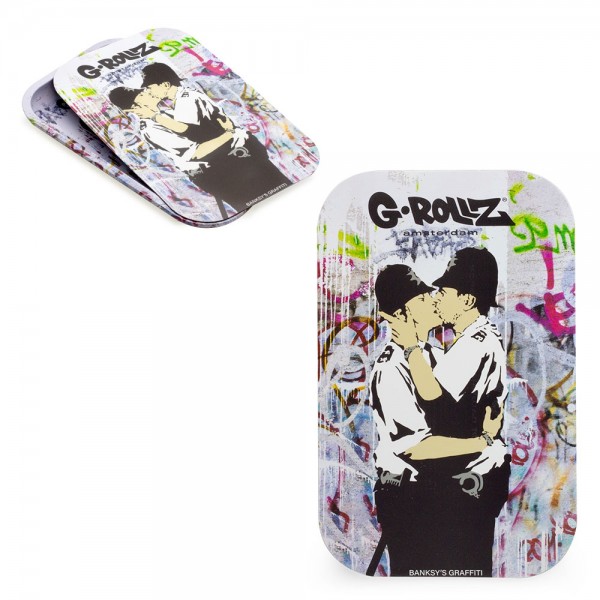 G-ROLLZ | Banksy's Graffiti 'Cop on Cop' Magnet Cover for Medium Tray 27.5x17.5 cm