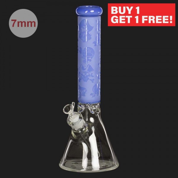 Amsterdam | Limited Edition Mixed Blue Skull Beakers - H:37cm - Ø:50mm SG:18.8mm - 5mm thickness