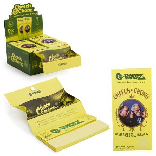 G-Rollz | Cheech &amp; Chong(TM) Classic&#039; Set 1- Bamboo Unbleached - 50 KS Slim Papers + Tips &amp; Tray