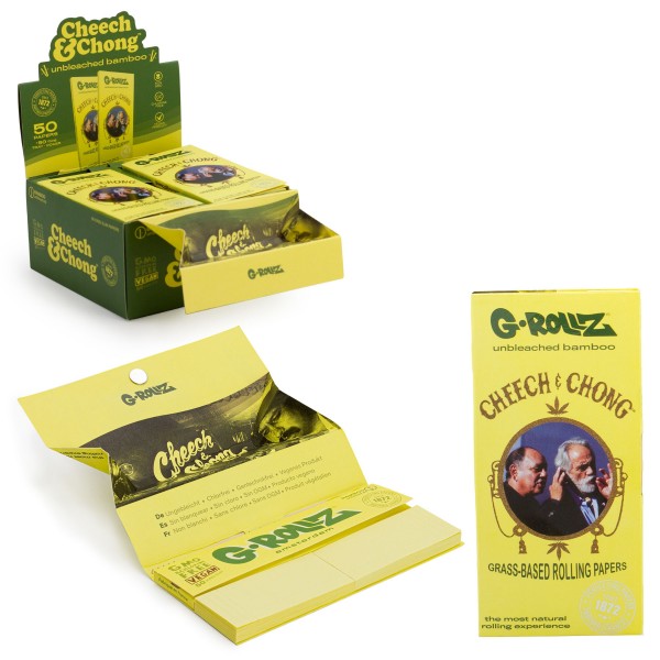 G-ROLLZ | Cheech &amp; Chong(TM) Classic&#039; Set 1- Bamboo Unbleached - 50 papiers KS + Tips &amp; Tray