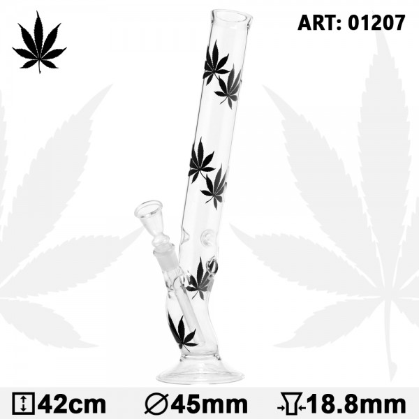 Leaf | Multi Black Leaf Bolt Glass Bong- H:42cm- Ø:45mm- Sockel:18.8mm