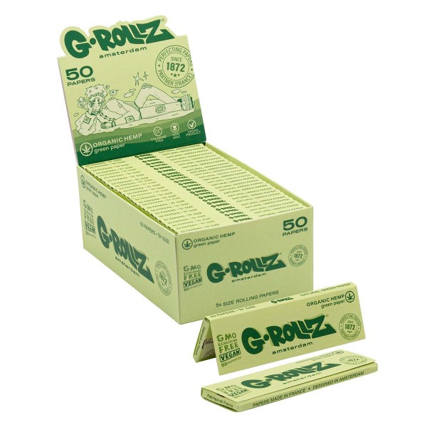 G-Rollz | Organic Green Hemp - 50 &#039;1¼&#039; Papers (50 Booklets Display)