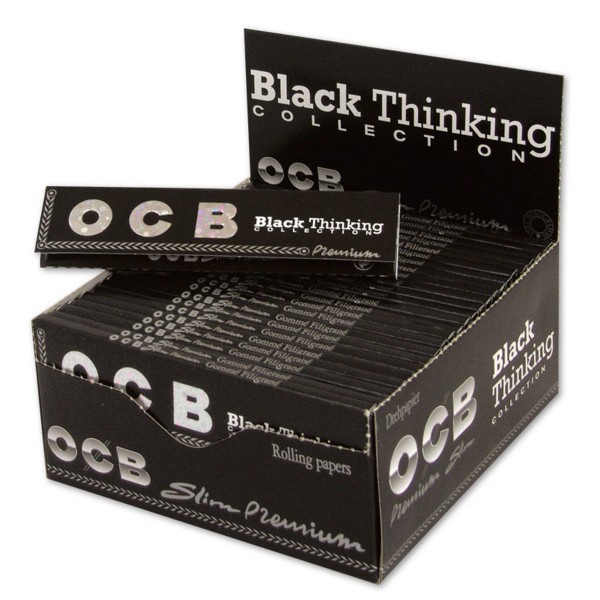 OCB | Black Premium Long, narrow papers, 109 x 44 mm, 50 booklets in display /32 leaves in one book