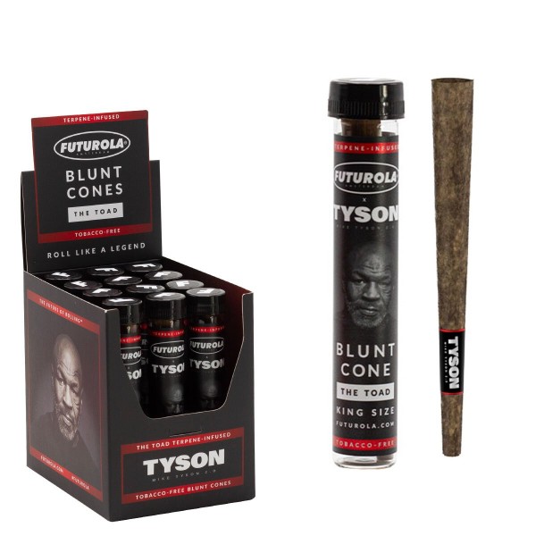Futurola | Tyson 2.0 Terpene-Infused Blunt Cones (Tobacco Free) (12pcs in Display) Futurola | Tyson 2.0 Terpene-Infused Blunt Cones (Tobacco Free) (12pcs in Display)