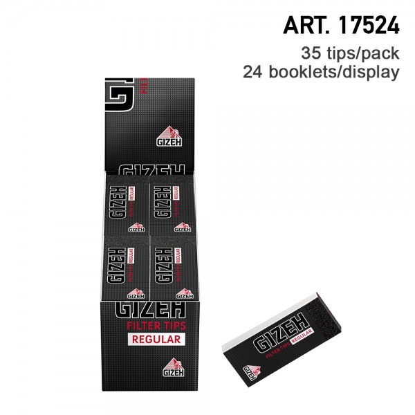 Gizeh | Black Filter Tips Regular 35 sheets in each booklet and 24 booklets in a display - Length: 5
