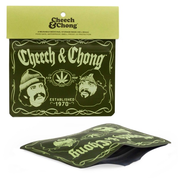 G-Rollz | Cheech &amp; Chong &#039;Greatest Hits&#039; 105x80mm Sac Smellproof - 8pcs en présentoir