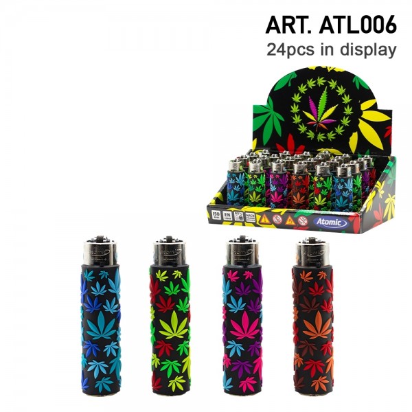 Atomic | Funda Leaf refillable lighters with mixed sleeve designs - 24pcs in display