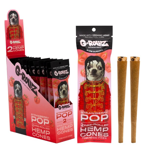 G-Rollz | 2x Strawberry Flavored Pre-Rolled Hemp Cones (12 Pack Display, 24 Blunts)