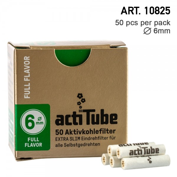 actiTube, Activ Charcoal Slim 6mm Diameter Filters Box 50pcs in box, Active Charcoal Filter, Rolling Equipment, HEADSHOP