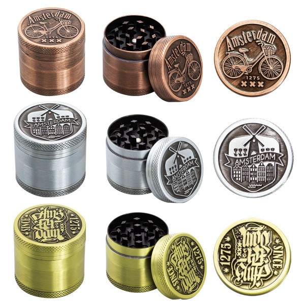 Amsterdam Classic | 4-part Zinc Grinder 40 mm | 12 pcs Mixed Display