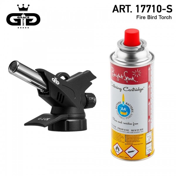 Fire Bird Torch Grace Glass-H:10cm - Filled with a gas tank of 220 L