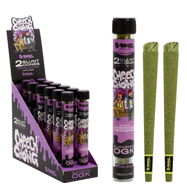 G-Rollz | Cheech & Chong(TM) 2x Terpene Infused Cones 'Blackberry OGK' (12 Pack Display)