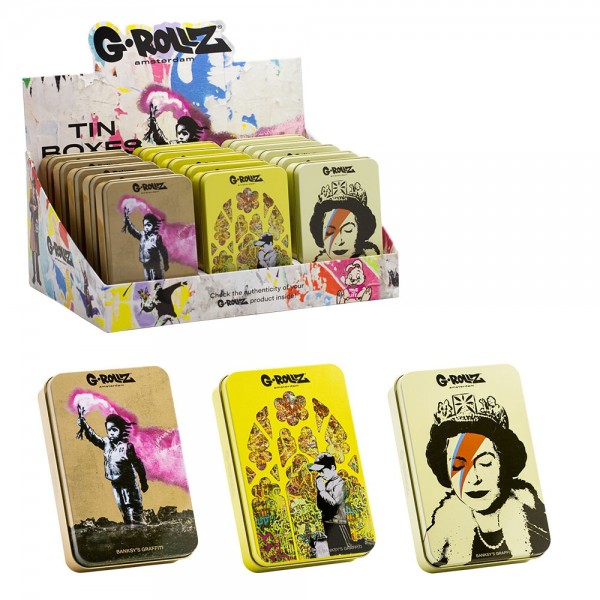 G-Rollz | Graffiti de Banksy Grandes boîtes de rangement 15pcs en présentoir - 13.5x8.5x3 cm