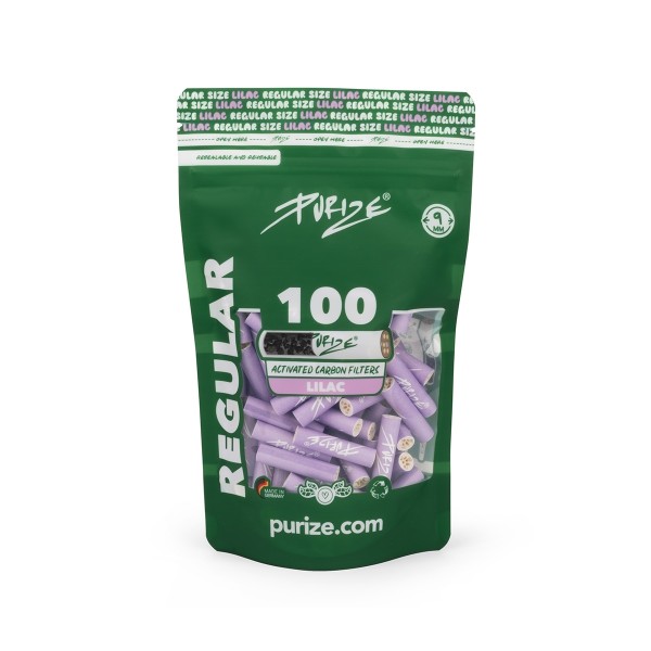 Purize | 100 Regular Size Lilac Filters Ø:9mm x 36mm