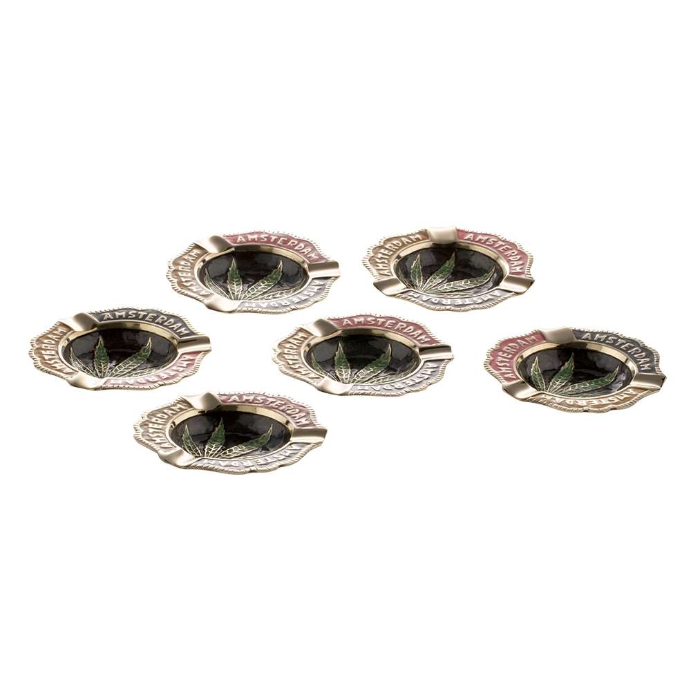 Amsterdam Leaf Metal Ashtray Mixed colors with leaf Logo Ø11cm