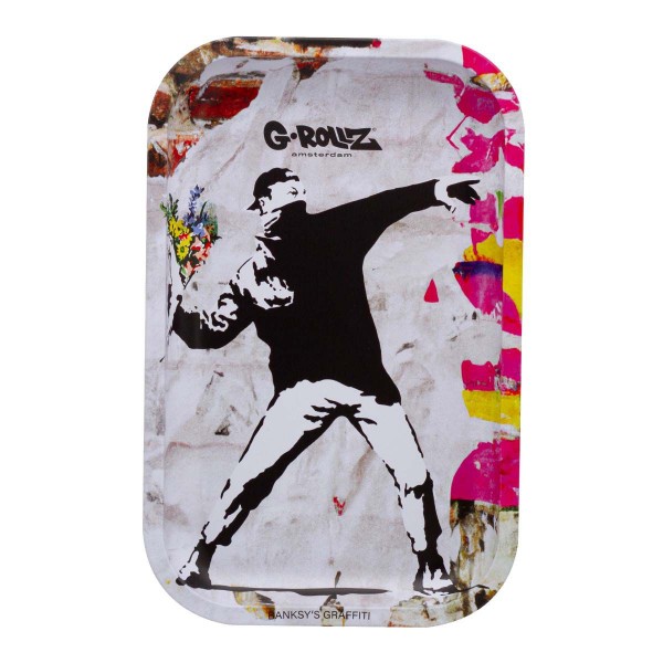 G-Rollz | Banksy&#039;s Graffiti &#039;Flower Thrower Alt&#039; Medium Tray 17.5 x 27.5 cm