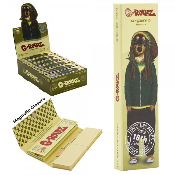 G-ROLLZ | Pets Rock 'Reggae' Organic Hemp - 50 KS Papers + Tips (24 Booklets Display)